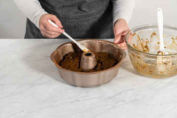 Gingerbread bundt cake with caramel filling