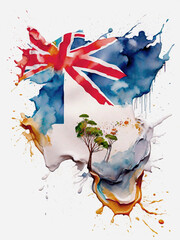 Australia flag  watercolor splash effect, Generative Ai