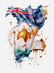 Australia flag  watercolor splash effect, Generative Ai