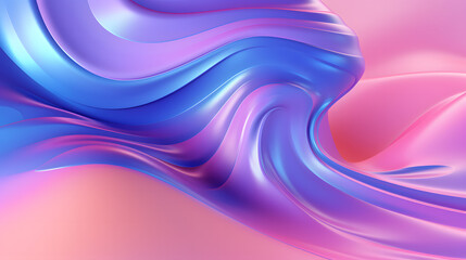 Naklejka premium Liquid shapes abstract holographic 3D wavy background. Genertaive Ai 