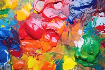 Fototapeta na wymiar thick globs of rainbow oil paint