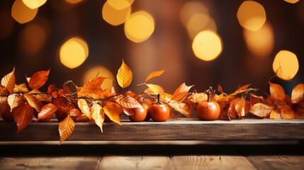 Obraz na płótnie Canvas autumn leaves on a table HD 8K wallpaper Stock Photographic Image