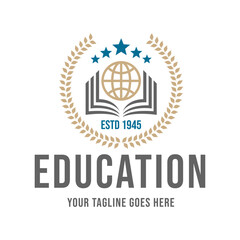 Education logo, education university and college school academy institute club logo. learning logo emblem style