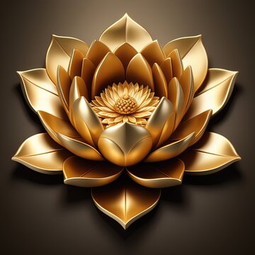 gold lotus flower on a black background.gold lotus flower on a black background.3 d rendering of a flower