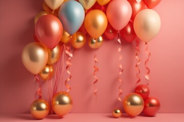 Fototapeta na wymiar Group of colorful festive glossy balloons.
