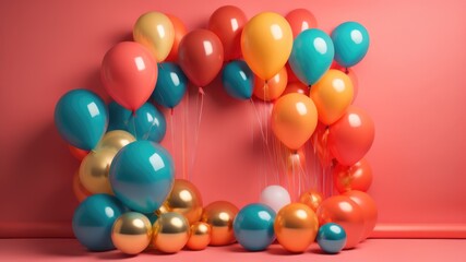 Group of colorful festive glossy balloons.