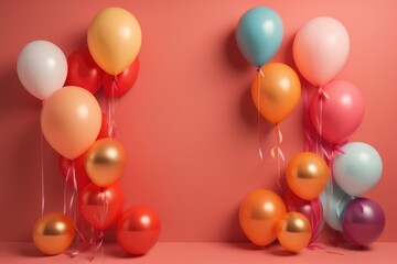 Group of colorful festive glossy balloons.