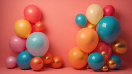 Group of colorful festive glossy balloons.