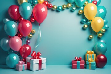 Group of colorful festive glossy balloons.