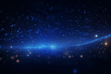 Fototapeta premium Dark Blue Glow Particle Abstract Background, Galaxy, Stars, Space