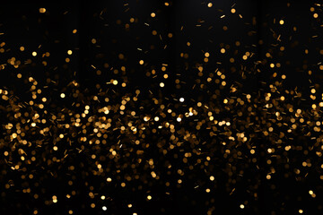 Golden Confetti on Black Background: Celebrate in Style