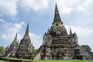 Fototapeta premium The Thai Temple Wat Phra Si Sanphet at the historical Park of Ayutthaya in Thailand Asia