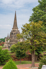 The Thai Temple Wat Phra Si Sanphet at the historical Park of Ayutthaya in Thailand Asia