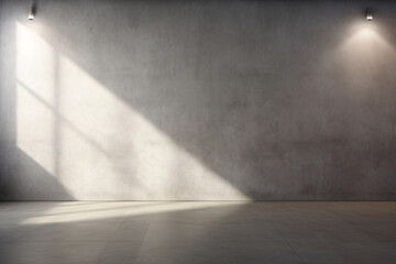Gray Studio Concrete Room Background with Spotlight for Photography