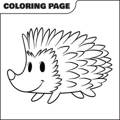 coloring page cute porcupine vector illustration, animal coloring page