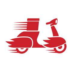 Riding a scooter delivery logo.  delivery logo vector template on white background