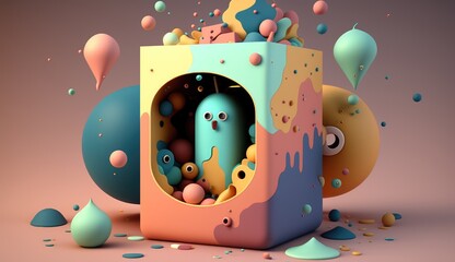 Abstract 3d render, A Journey Through Mesmerizing 3D Abstract Creations, With vibrant colors and beautiful backgrounds, Generative AI
