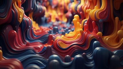 Abstract 3d render, A Journey Through Mesmerizing 3D Abstract Creations, With vibrant colors and beautiful backgrounds, Generative AI