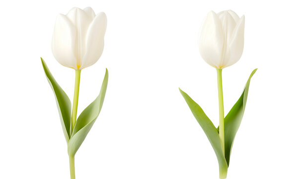 White tulips on a transparent background