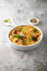 Homemade potato gratin with pumpkin