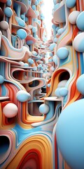 Abstract 3d render, A Journey Through Mesmerizing 3D Abstract Creations, With vibrant colors and beautiful backgrounds, Generative AI
