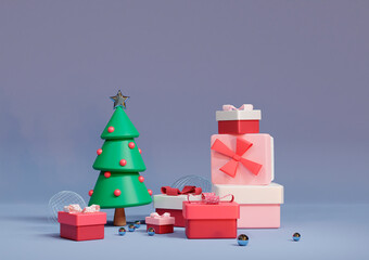 New year and Christmas greeting card, 3d render
