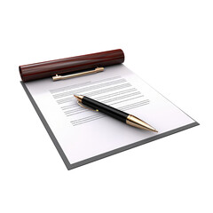 icône d'un contrat avec un stylo -illustration 3d ai - fond transparent