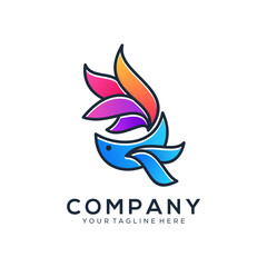 Abstract bettafish logo design