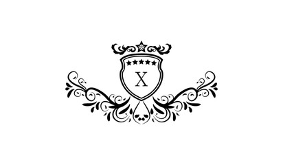 illustration of a skull with a crown logo x