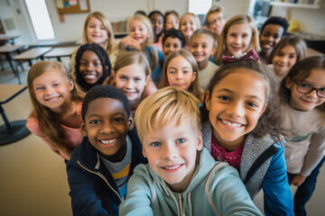 School Spirit Snapshot: Elementary Class Bonds in Co-Ed Group Selfie