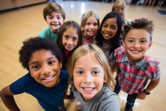 School Spirit Snapshot: Elementary Class Bonds in Co-Ed Group Selfie