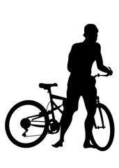 Obraz premium Sport people whit bike on white background