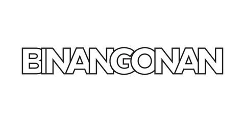 Binangonan in the Philippines emblem. The design features a geometric style, vector illustration with bold typography in a modern font. The graphic slogan lettering.