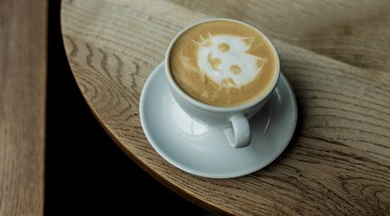 Cappuccino with cat pattern.