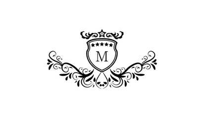 illustration of a skull with a crown logo m