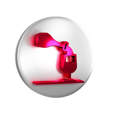 Red Wine tasting, degustation icon isolated on transparent background. Sommelier. Smells of wine. Silver circle button.