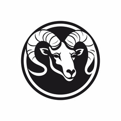 North American Bighorn Sheep, Black and White Vector Illustration