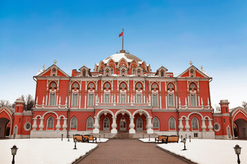 Petrovsky putevoy palace in winter, Moscow, Russia