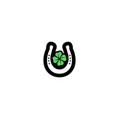 Horseshoe and clover logo icon isolated on transparent background