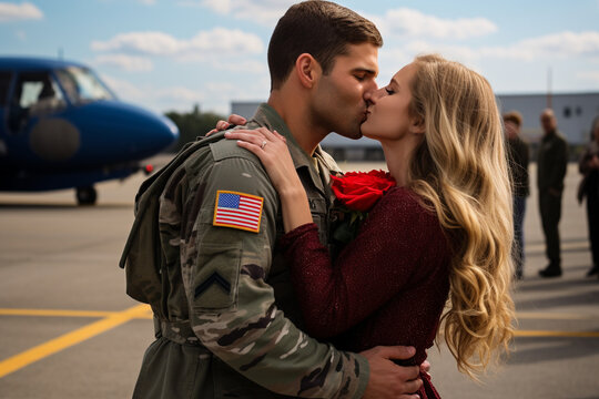Embracing Reunion: Heartfelt Happiness in Military Homecoming
