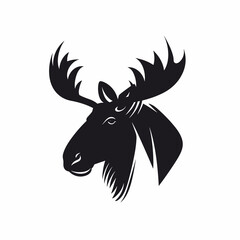 North American Moose, Black and White Vector Illustration