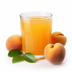 Glass of apricot juice isolated on white, ai technology