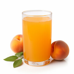 Glass of apricot juice isolated on white, ai technology