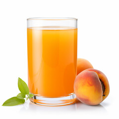 Glass of apricot juice isolated on white, ai technology