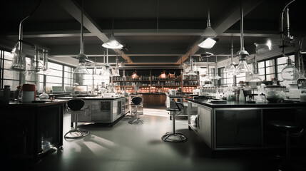 Naklejka na ściany i meble Scientific laboratory with equipment and no people