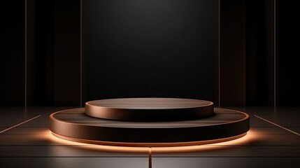 3d rendering of luxury wooden podium for product display