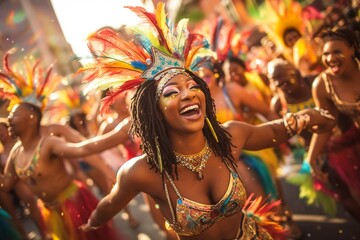 Obraz premium Vibrant Essence of Brazilian Carnival with Colorful Costumes