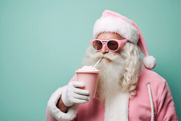Santa Claus drinks Smoothie - Professional Studio