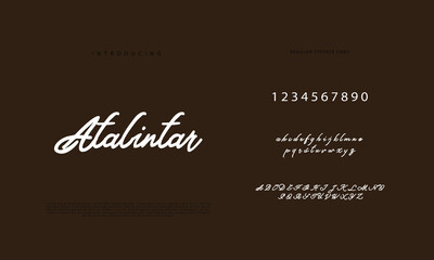 Handwritten Script font. Hand drawn brush style modern calligraphy cursive typeface. Hand Lettering and Custom Typography alphabet for Designs: Logo, Greeting Cards, Poster. Vector Brush type set.
