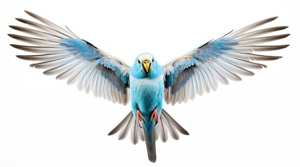 Blue rainbow Budgerigar birds flying wings spread